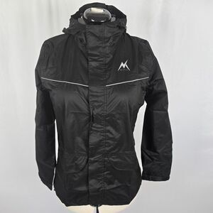 Meahyn Rain Jacket Women's S Black White Stripe Hooded Full Zip Up Lined